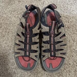 KEEN Hiking Sandals Shoes Slip On Mens 12 EU 46 Leather Brown Beach